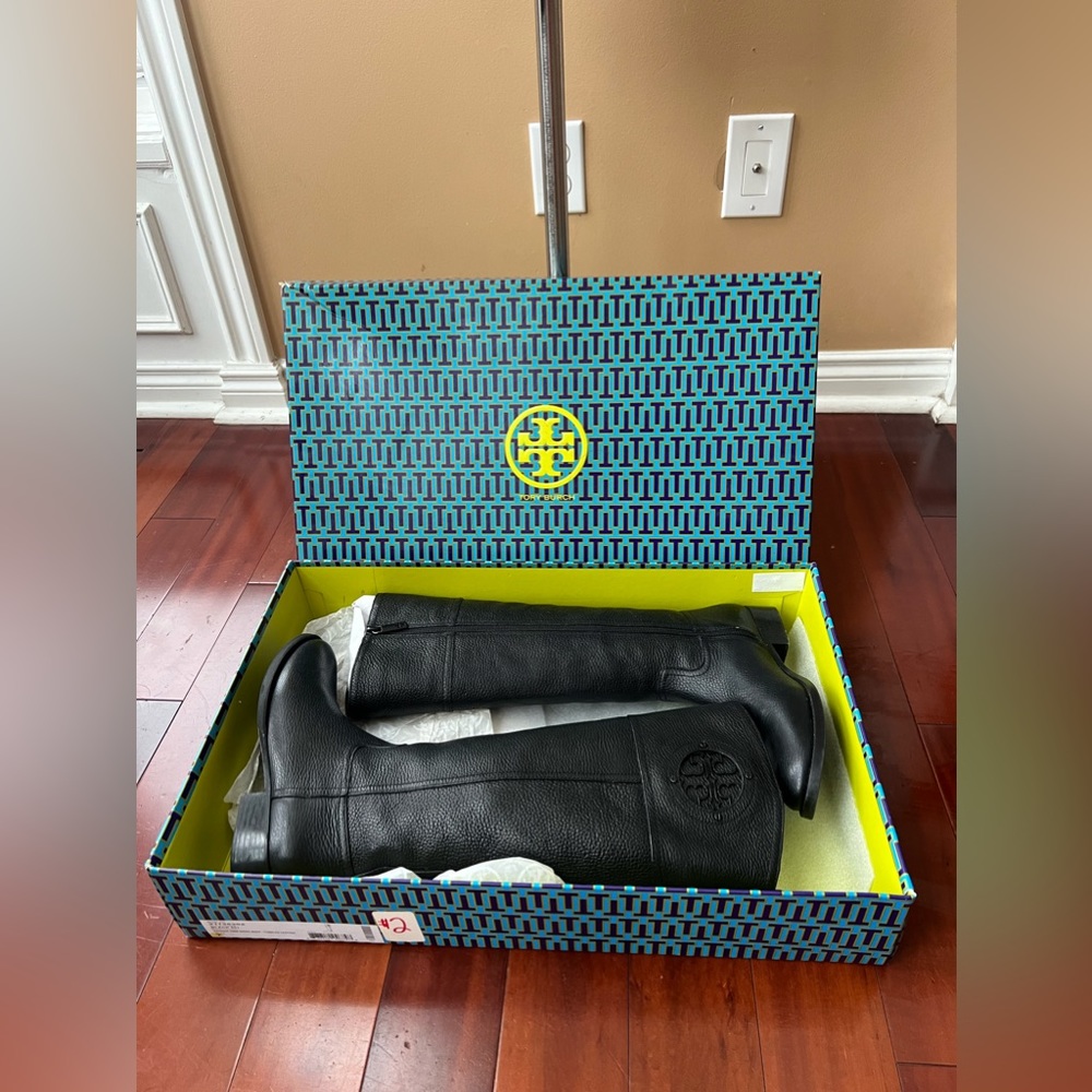 Tory Burch Kiernan Leather Logo Riding Boot
